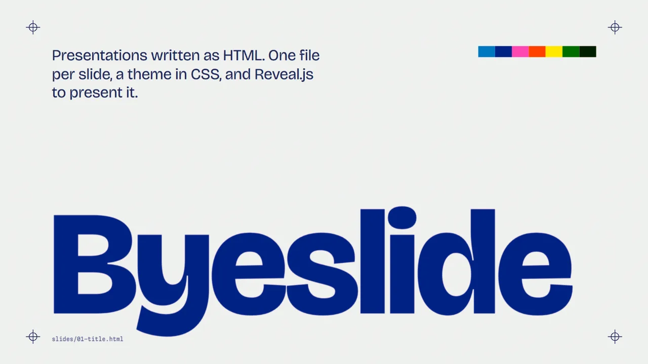 Title slide with the overprinted Byeslide wordmark